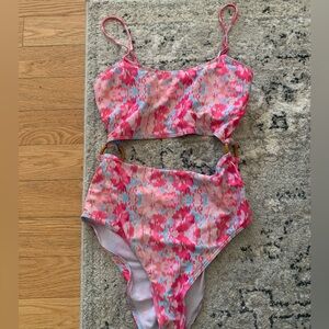 Pink lily swimsuit one piece large